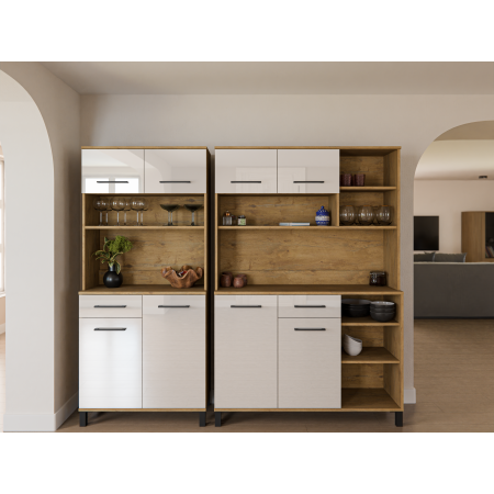 Szafka jezdna 70 cm ROLLER biały połysk / dąb lancelot LANA